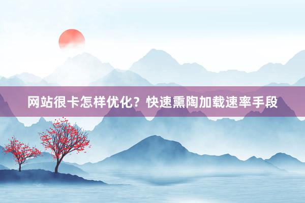 网站很卡怎样优化？快速熏陶加载速率手段